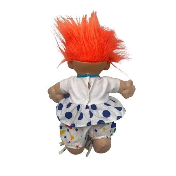 MT Multi Toys 1992 Troll Doll 12" GLO Girl Polka Dot Heart Orange Hair Pink Eyes - Picture 3 of 9